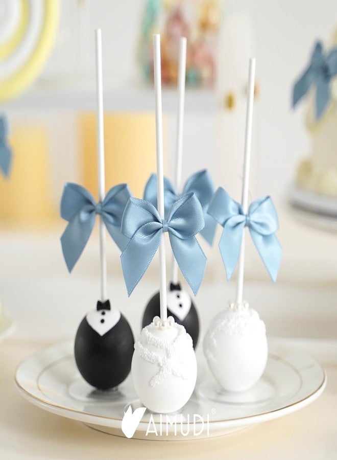 AIMUDI Dusty Blue Satin Bows 2" Satin Bow for Gift Wrapping Small Bows with Twist Ties Premade Ribbon Bow for Crafts Cake Pop Treat Bags Wedding Bridal Shower Birthday Party Decoration, 50 PCs - Image 5